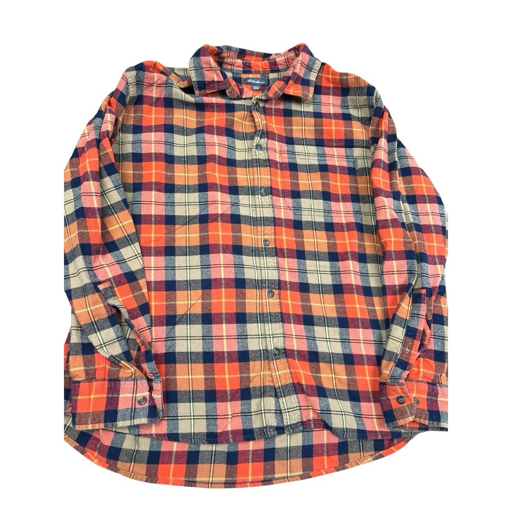 Eddie Bauer Button Up Shirt XXL Multicolor Flannel Long‎ Sleeve Collared Casual